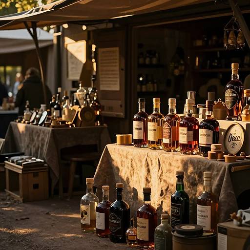 Vintage Marketplace with Bottled Spirits