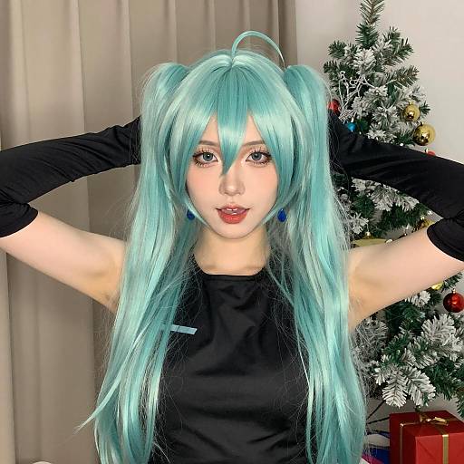 Young Individual with Turquoise Hair Portrait
