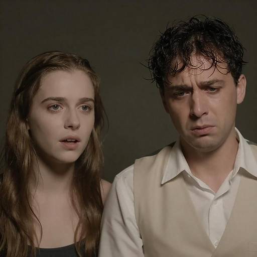 Emotional Portrait of Two Soaked Individuals