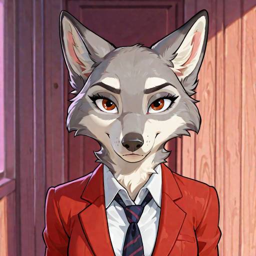 Expressive Female Wolf Fursona in Business Suit