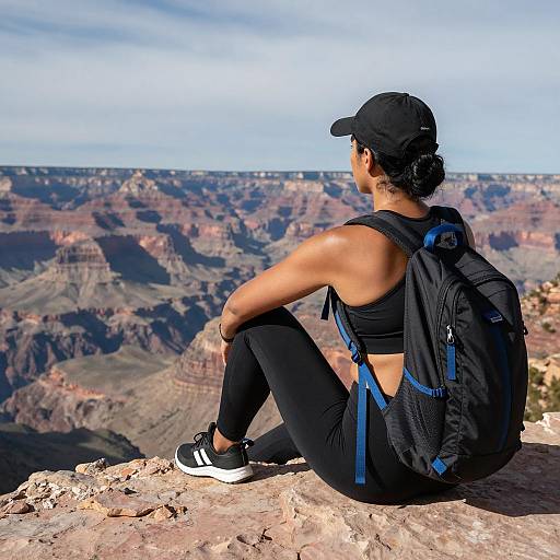 Contemplative Woman Overlooking Rugged Canyon