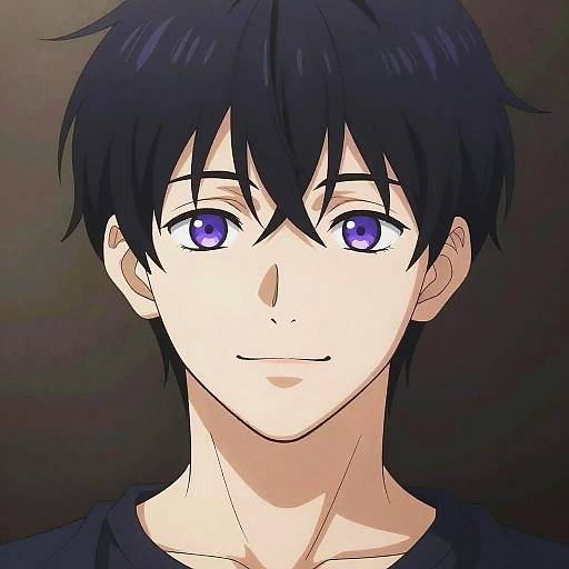 Elegant Anime Boy with Violet Eyes