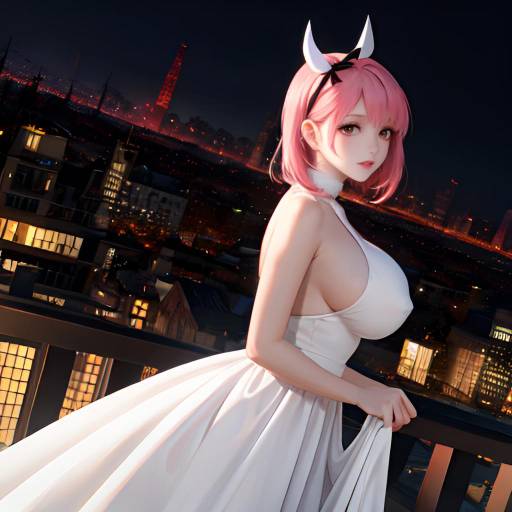 Night Cityscape: Aesthetic Anime Girl
