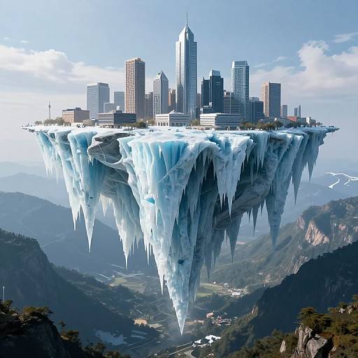 Futuristic City in Inverted Glacier