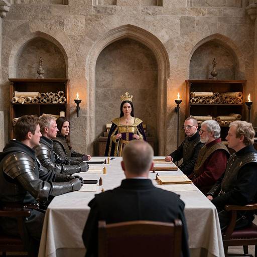 Medieval Royal Council Meeting Scene