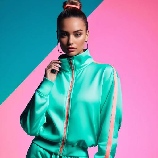 Confident Model in Neon Tracksuit Confident Model in Neon Tracksuit