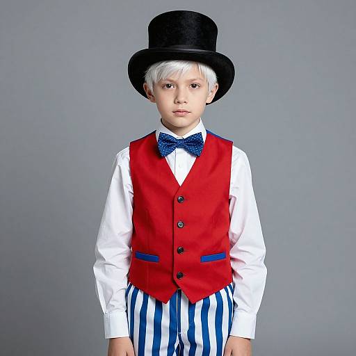 Vintage Portrait of Young Boy in Top Hat