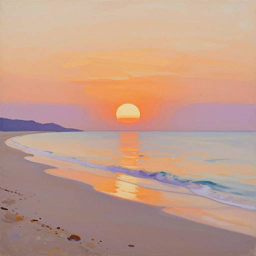 Abstract Minimalist Tranquil Beach Sunset