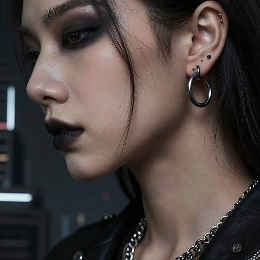 Goth Industrial Piercing with Futuristic Vibes