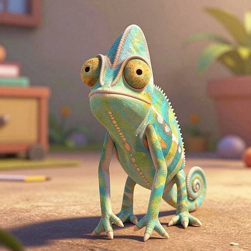 Cheerful Pixar-Style Baby Chameleon
