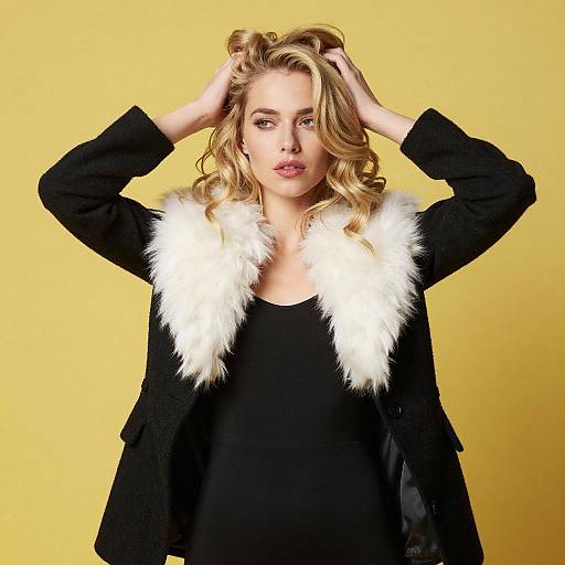 Blonde Woman Against Yellow Background