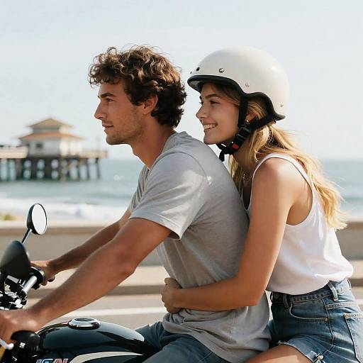 Romantic Motorcycle Ride by the Coast