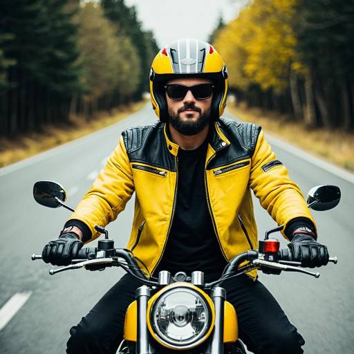Man Riding Motorcycle in Yellow Jacket and Helmet