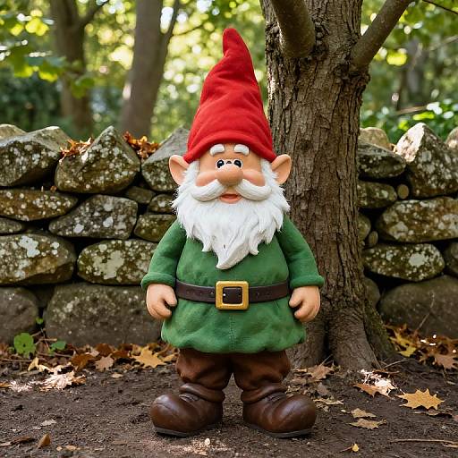 Colorful Garden Gnome in Forest