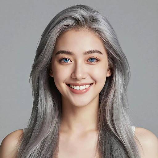 Portrait of Young Woman with Silver Hair