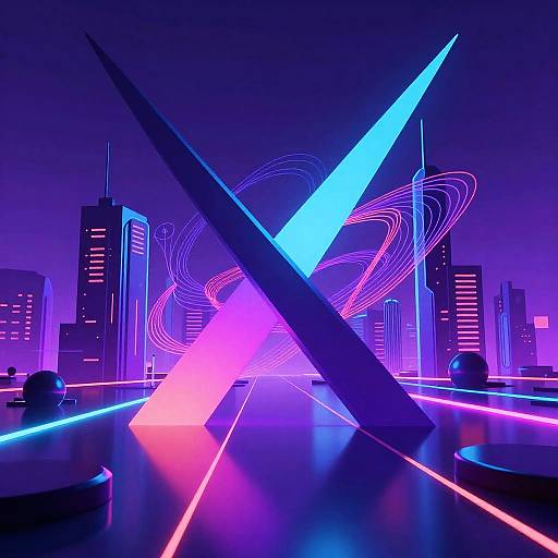 Vibrant Neon Abstract Futuristic Landscape