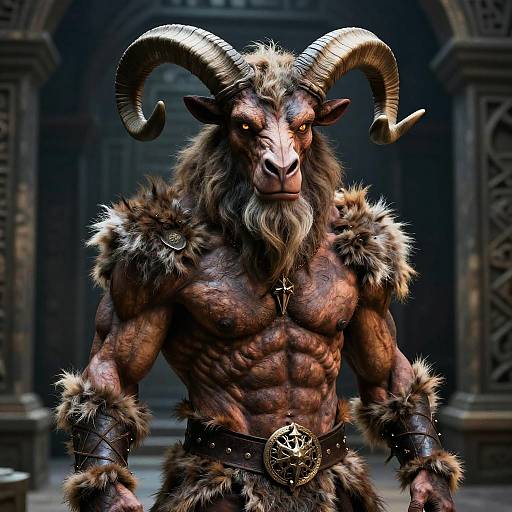 Realistic Minotaur Costume in Ancient Labyrinth