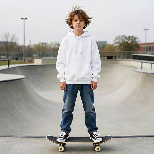 Skater Teen with Windswept Hair