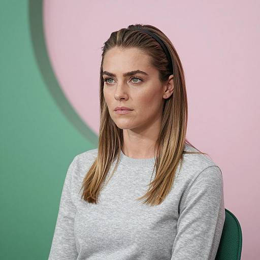 Serious Woman in Vibrant Background