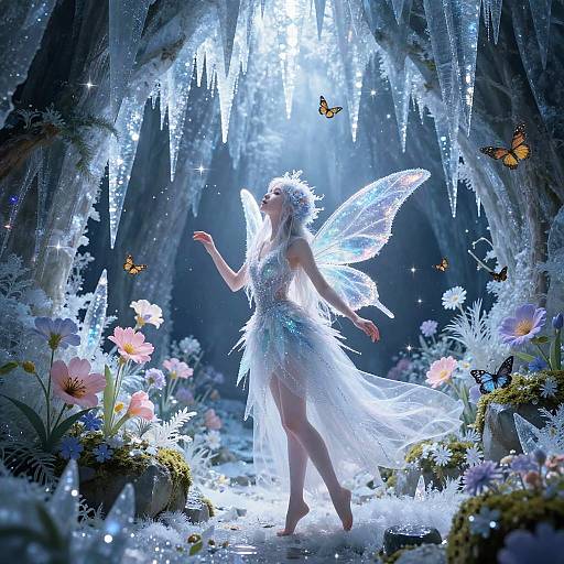Gentle Snow Fairy in Ice Cavern
