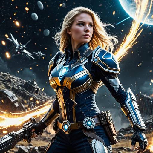 Sci-Fi Female Warrior in Futuristic Armor