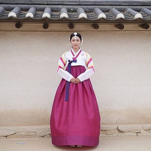 Woman in Traditional Hanbok Dress