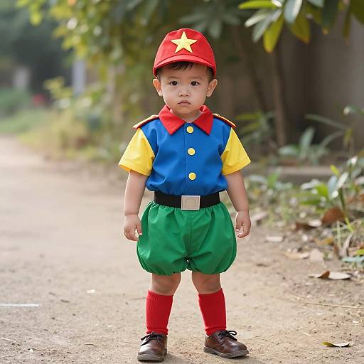 Toddler in Colorful Captain Costume
