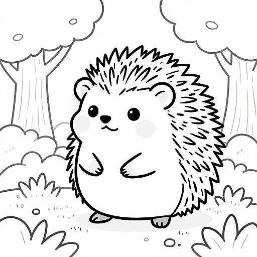 Cute Kawaii Hedgehog Woodland