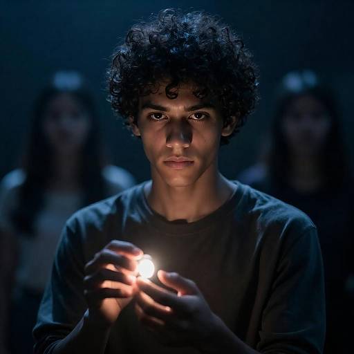 Mysterious Young Man with Glowing Object