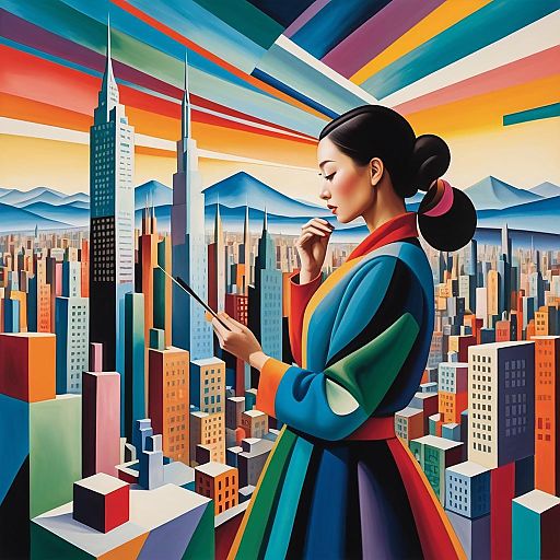 Abstract Woman in Bustling Cityscape Abstract Woman in Bustling Cityscape