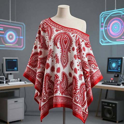 AI-Generated Downblouse with Paisley Pattern