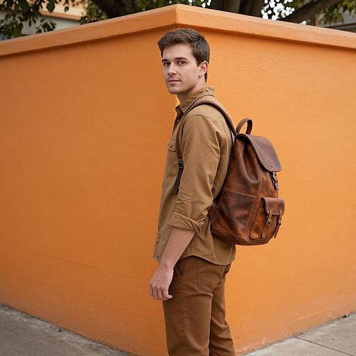 Confident Man Against Vibrant Orange Wall