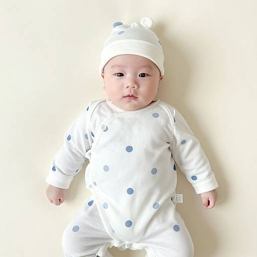 Baby in White and Blue Outfit