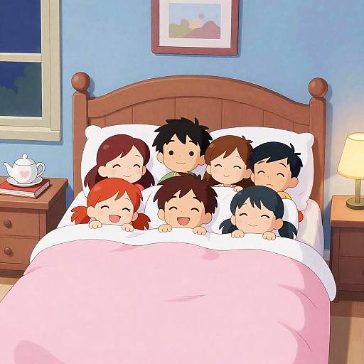 Cozy Children’s Bedtime Cartoon Scene