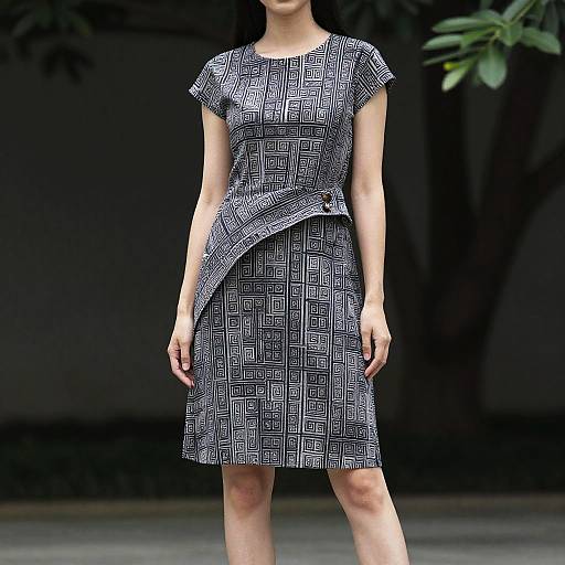 Stylish Woman in Geometric Dress