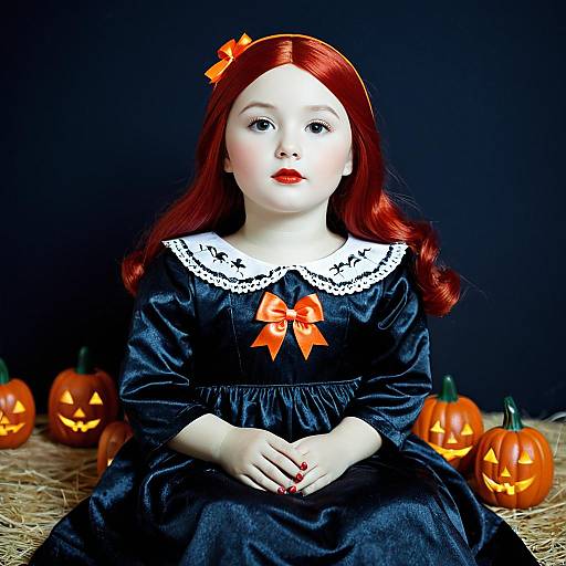 Halloween Nesting Doll with Red Hair