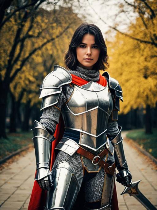 Realistic Woman in Metal Knight Cosplay
