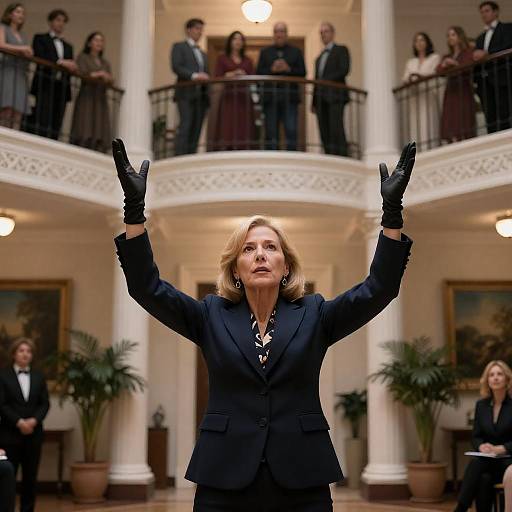 Intense Woman in Ornate Room Setting