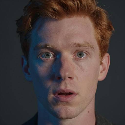 Close-up of Red-haired Man with Intense Expression