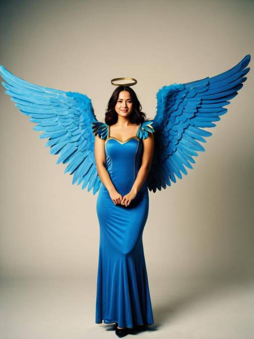 Portrait of Person in Angel Wings Costume