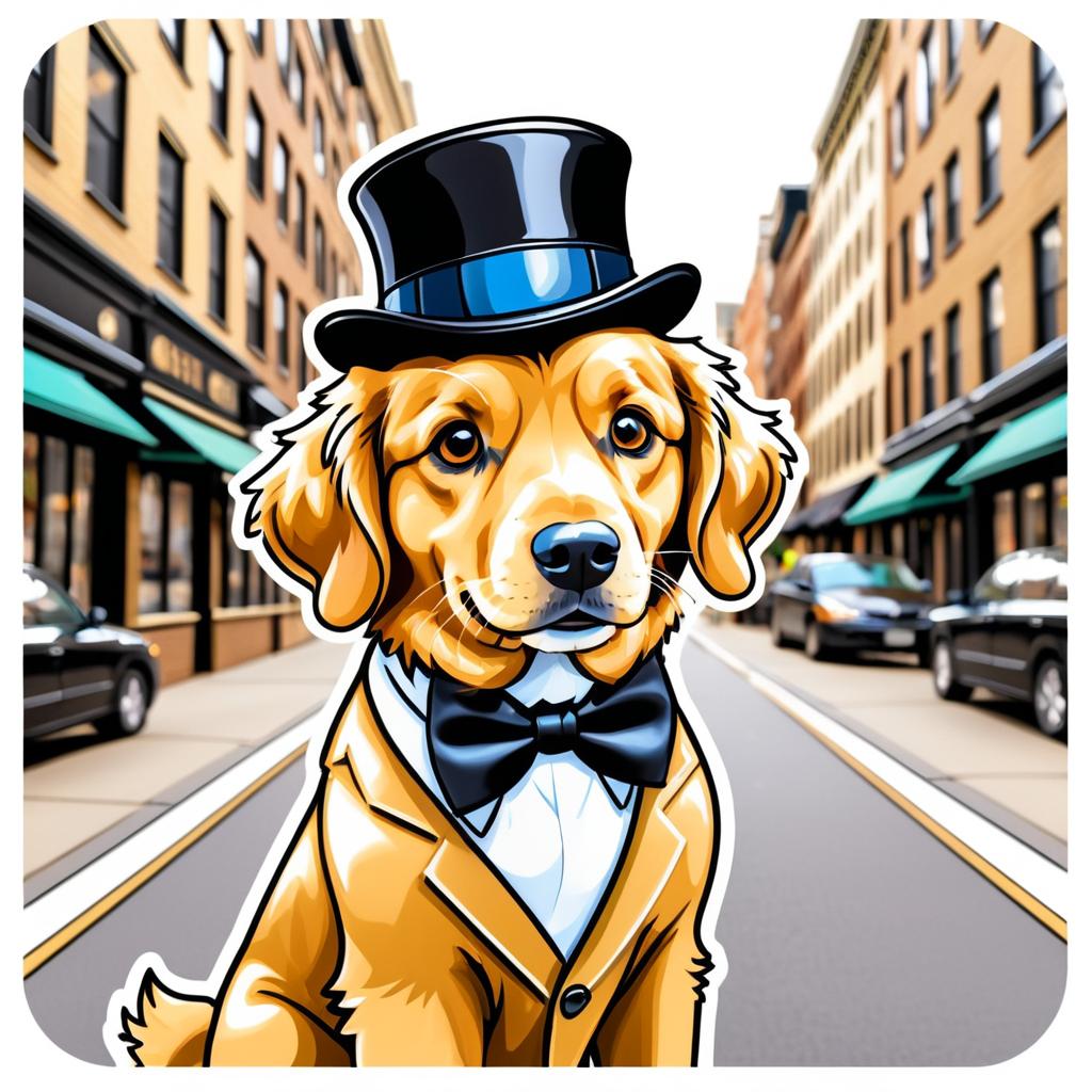 Whimsical Detective Golden Retriever Sticker