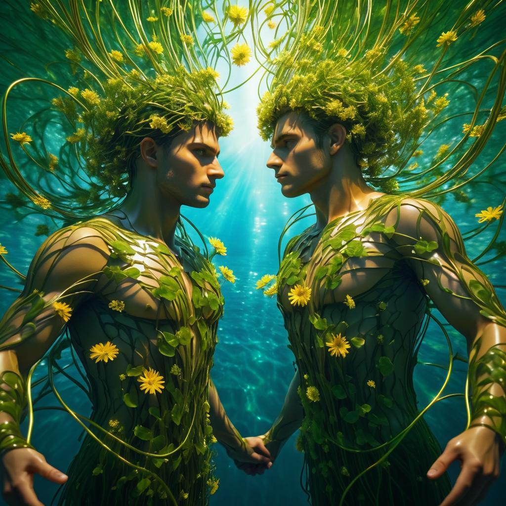 Interconnected Bodies Underwater with Vines