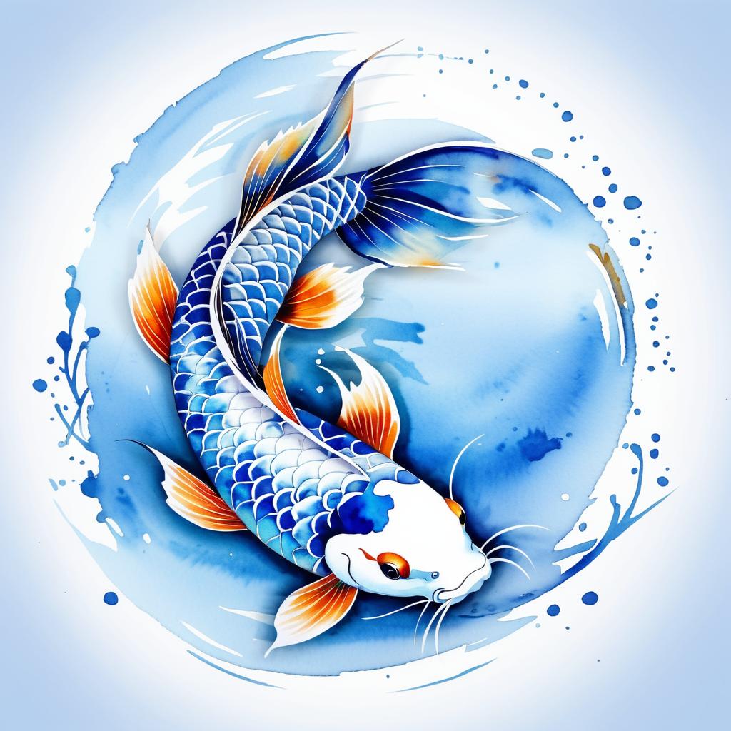 Watercolor Koi Fish Tattoo Sketch Design