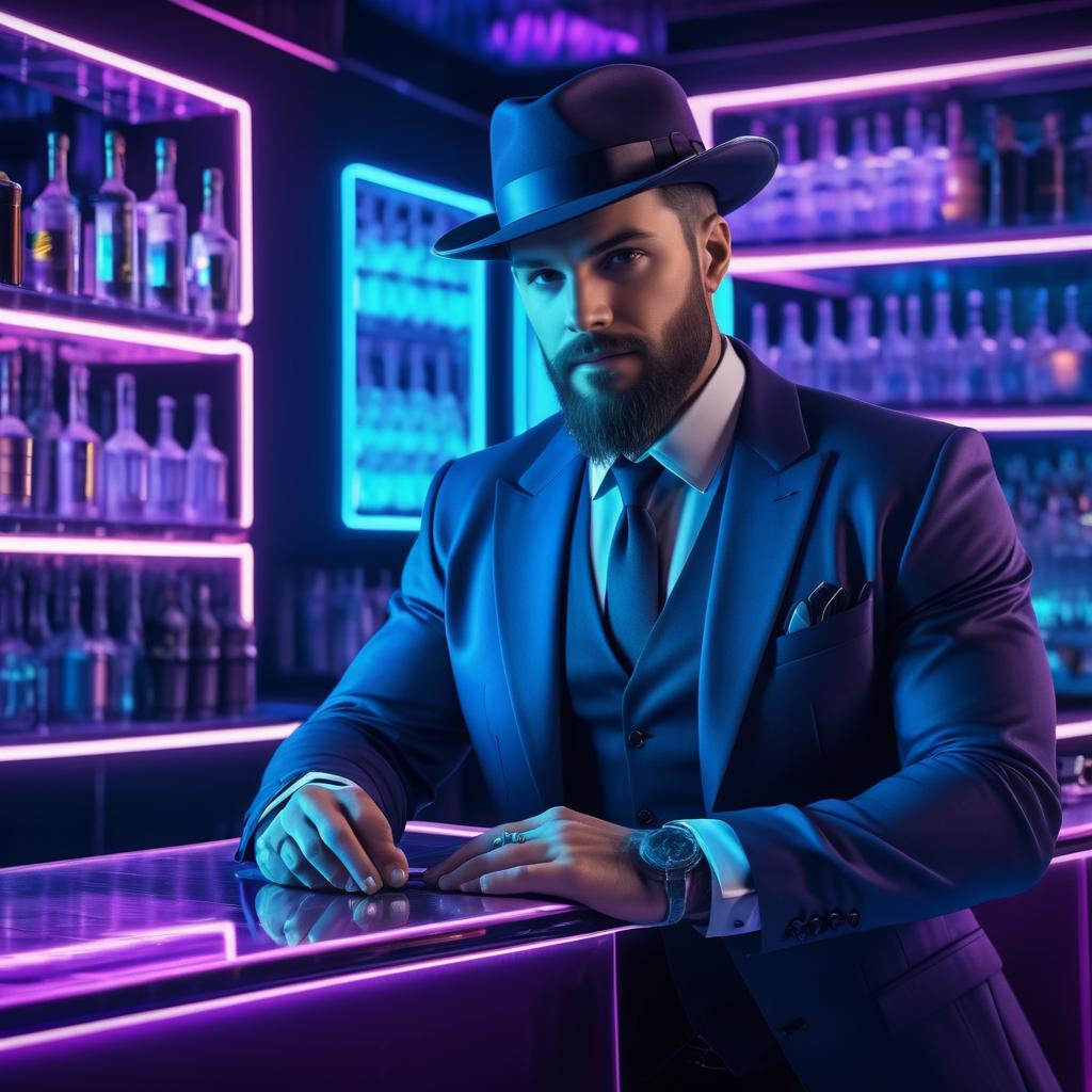 Futuristic Cyberpunk Bartender Portrait