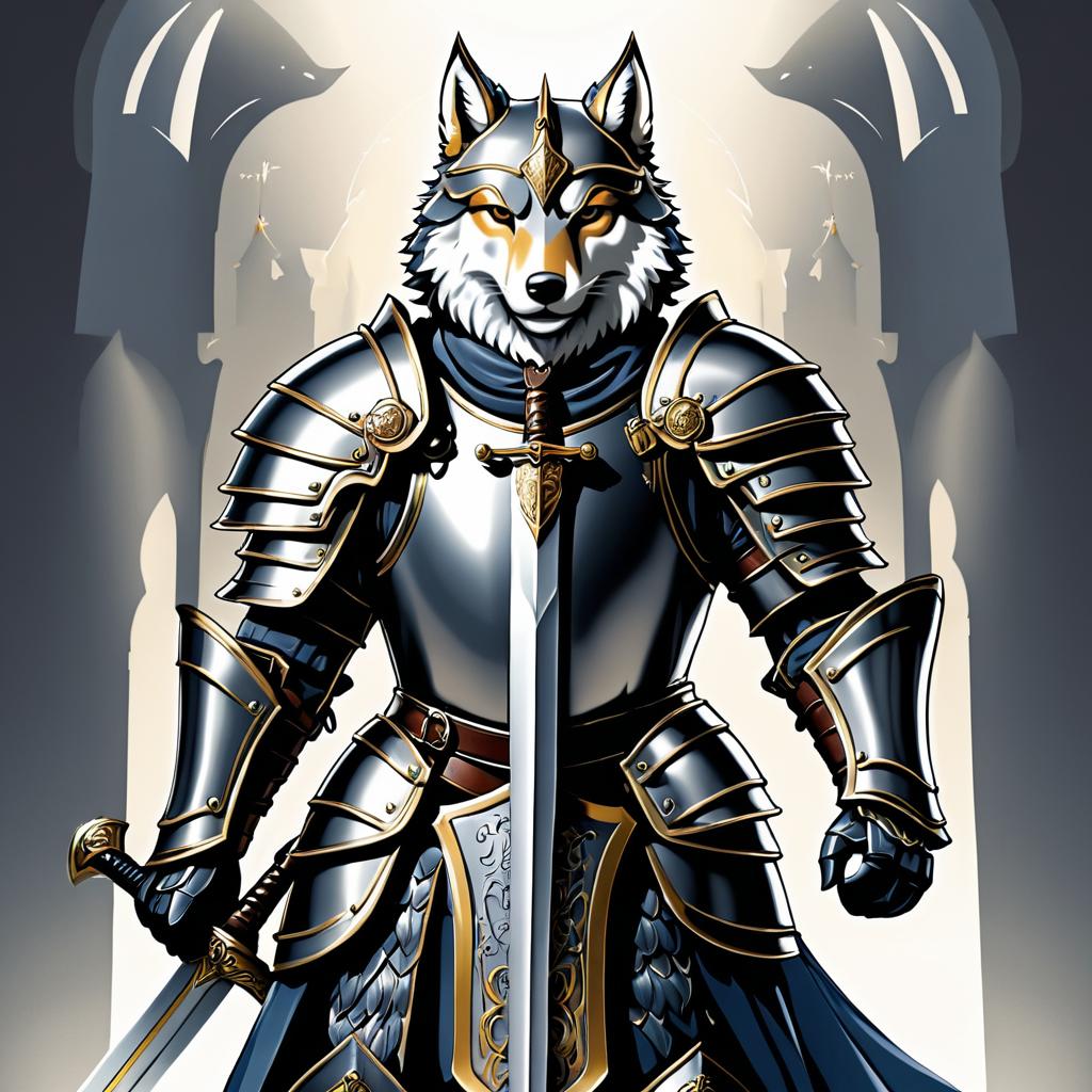 Heroic Knight Wolf in Shining Armor