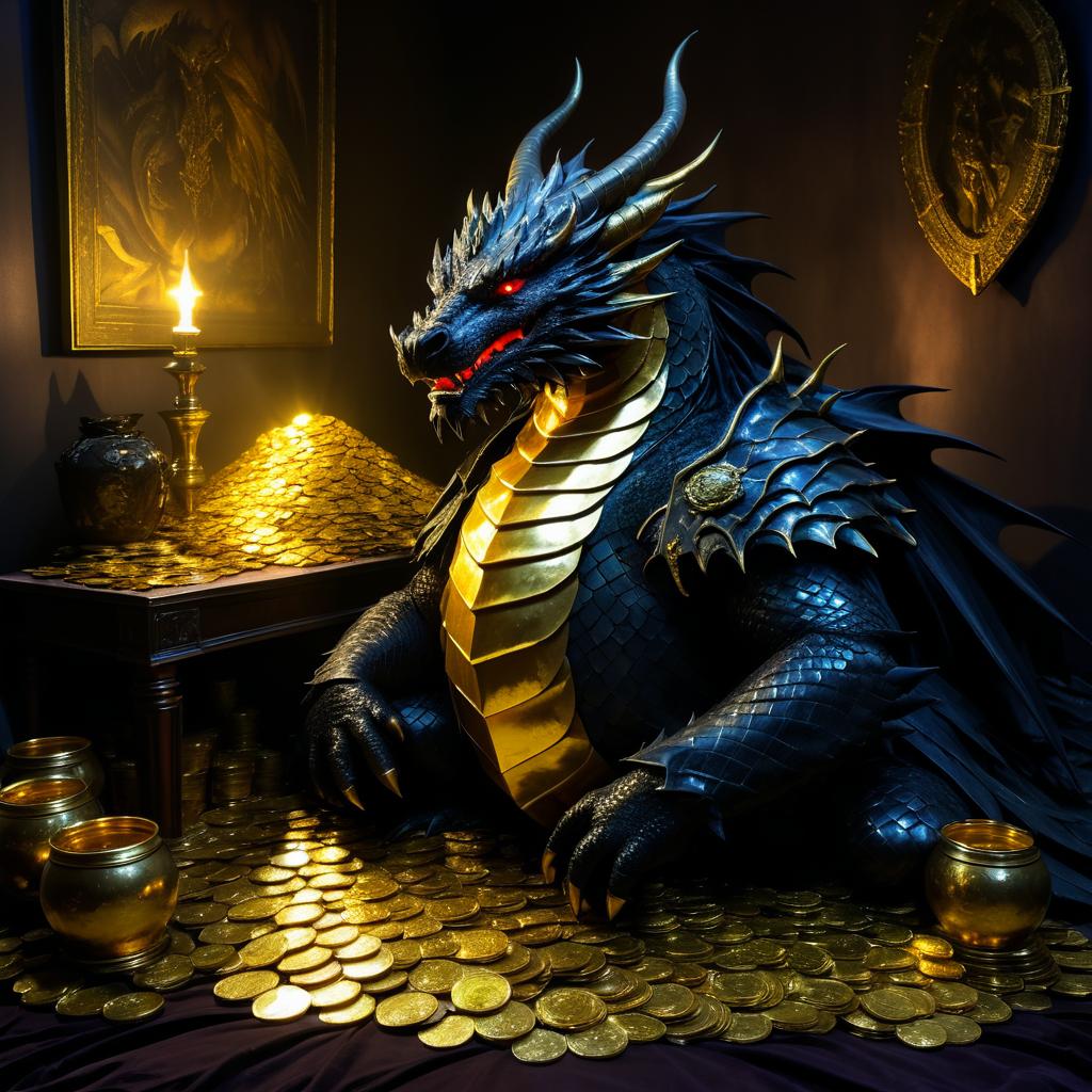 Brooding Dragon in a Dark Fantasy Realm