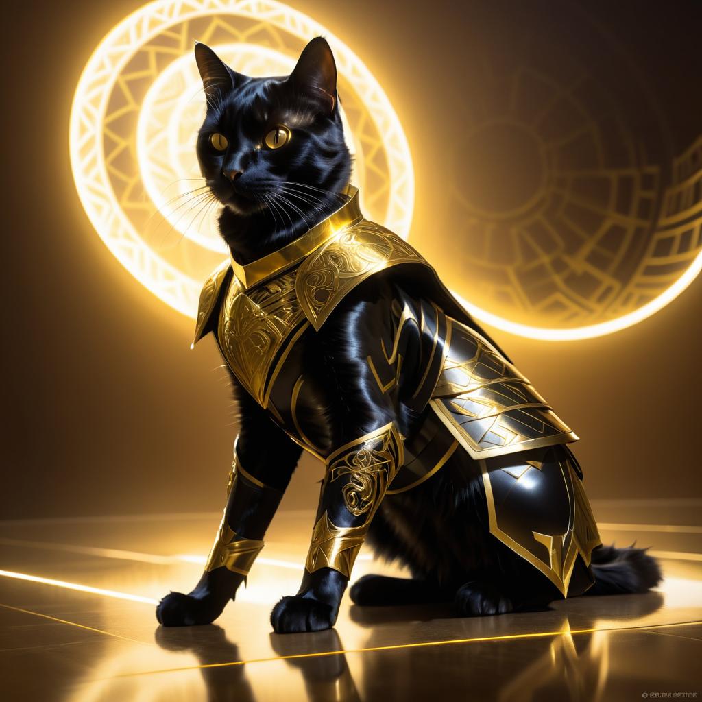 Cinematic Telepathic Cat in Armor