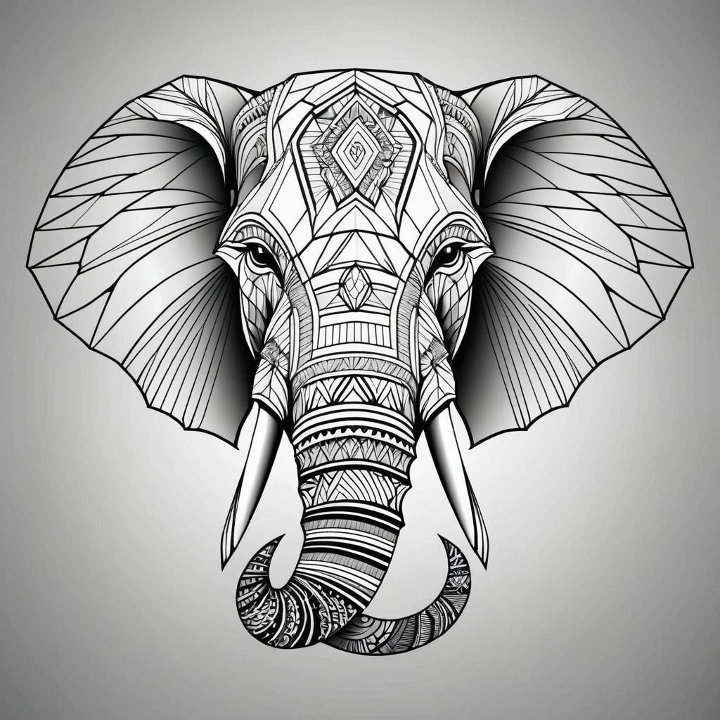 Intricate Geometric Elephant Head Art