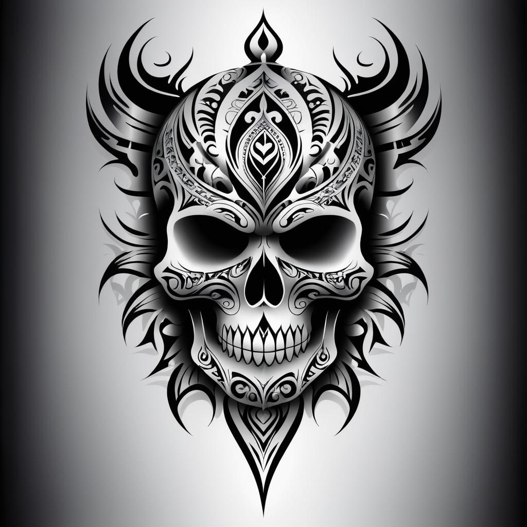 Intricate Tribal Skull Arm Tattoo Design