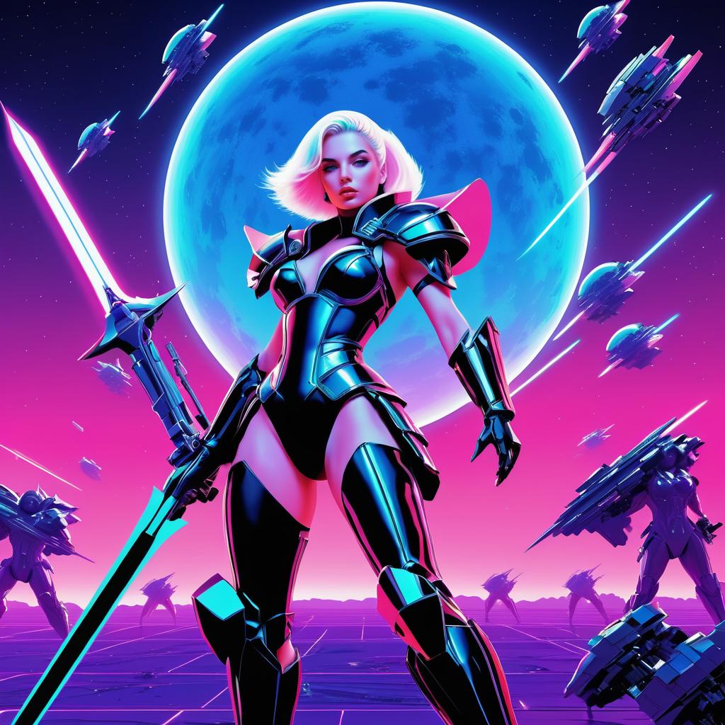 Futuristic Gladiator Lady Gaga in Battle